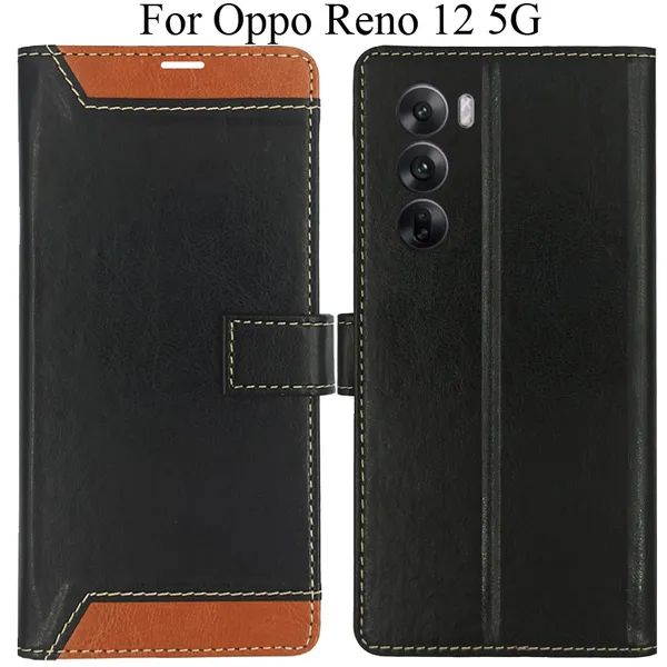 Brown_Premium_Flip_Cover_For_Oppo_Reno_12_5G