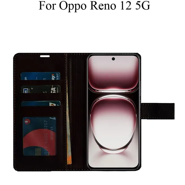 Brown_Premium_Flip_Cover_For_Oppo_Reno_12_5G