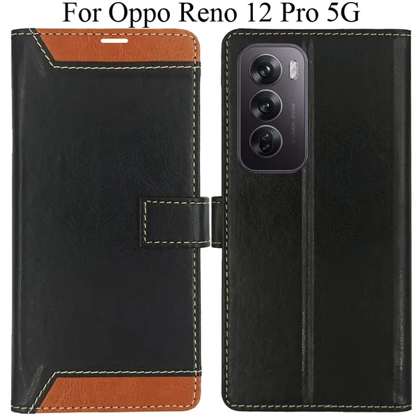 Brown_Premium_Flip_Cover_For_Oppo_Reno_12_Pro_5G
