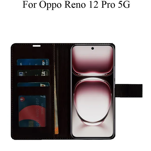 Brown_Premium_Flip_Cover_For_Oppo_Reno_12_Pro_5G