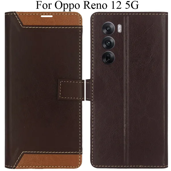 Brown_Premium_Flip_Cover_For_Oppo_Reno_12_5G
