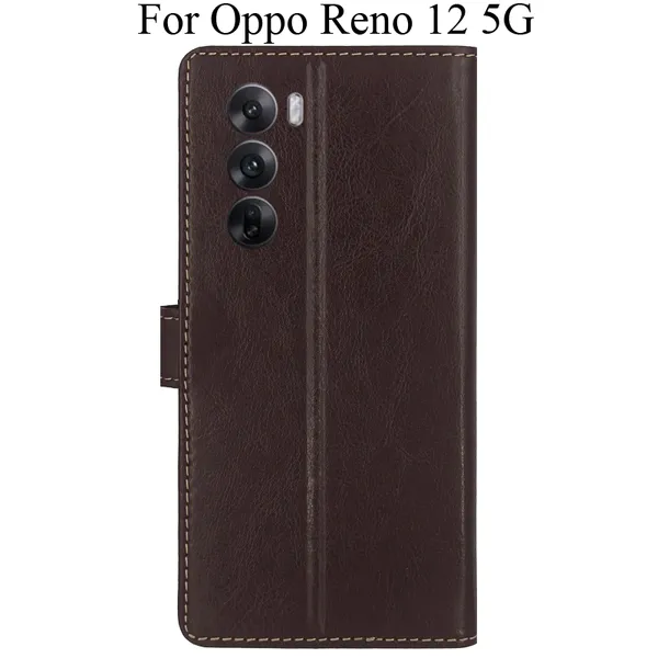 Brown_Premium_Flip_Cover_For_Oppo_Reno_12_5G