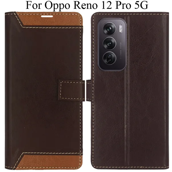 Brown_Premium_Flip_Cover_For_Oppo_Reno_12_Pro_5G
