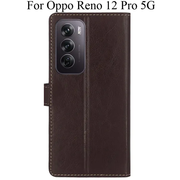 Brown_Premium_Flip_Cover_For_Oppo_Reno_12_Pro_5G