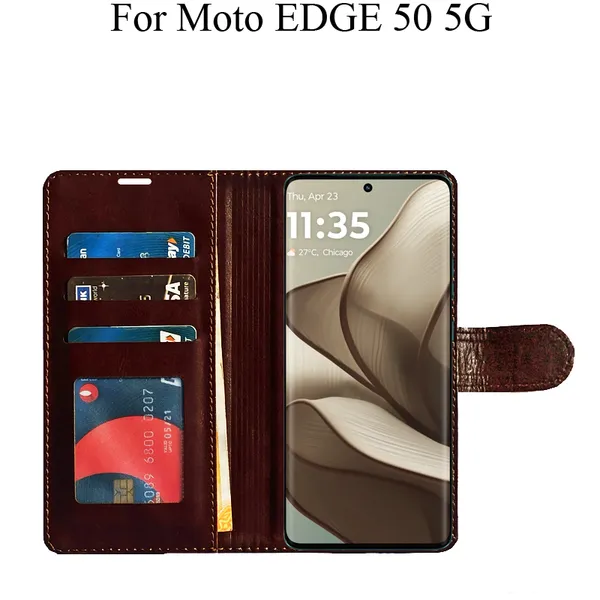 Brown_Premium_Flip_Cover_For_Moto_Edge_50_5G