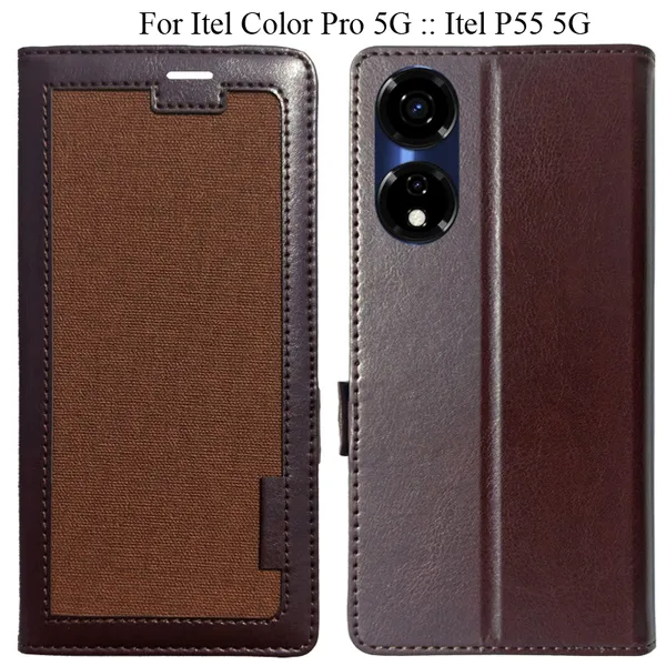 Brown_Premium_Flip_Cover_For_Itel_Color_Pro_5G_::_Itel_P55_5G