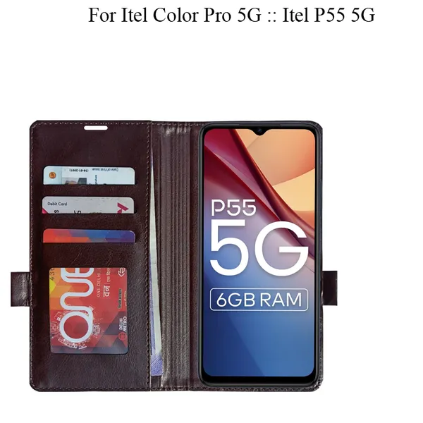 Brown_Premium_Flip_Cover_For_Itel_Color_Pro_5G_::_Itel_P55_5G