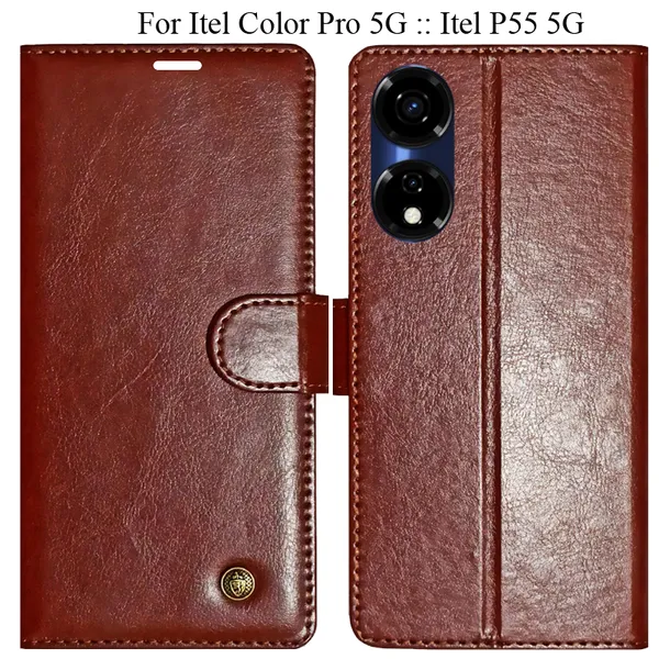 Brown_Premium_Flip_Cover_For_Itel_Color_Pro_5G_::_Itel_P55_5G