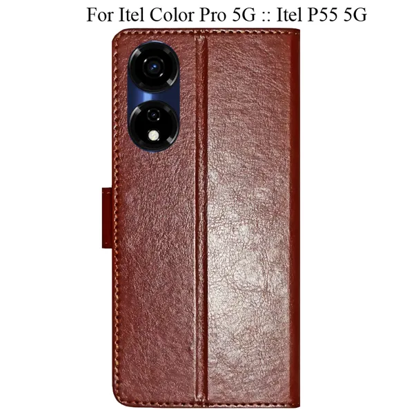 Brown_Premium_Flip_Cover_For_Itel_Color_Pro_5G_::_Itel_P55_5G
