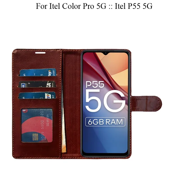 Brown_Premium_Flip_Cover_For_Itel_Color_Pro_5G_::_Itel_P55_5G