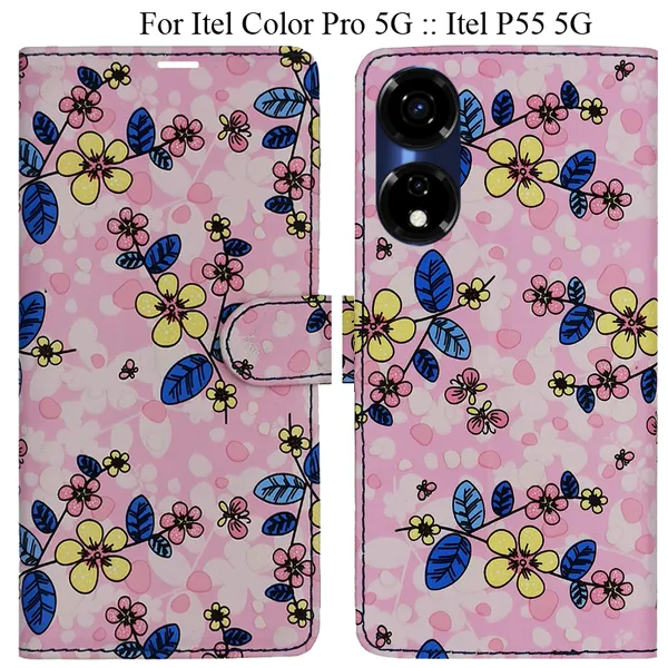 Pink_Premium_Flip_Cover_For_Itel_Color_Pro_5G_::_Itel_P55_5G