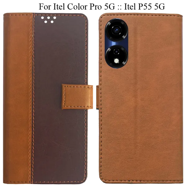 Brown_Premium_Flip_Cover_For_Itel_Color_Pro_5G_::_Itel_P55_5G