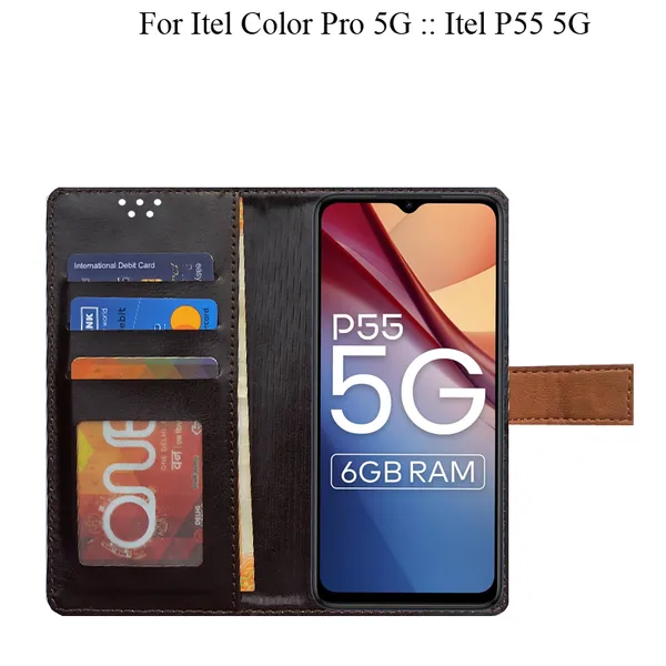 Brown_Premium_Flip_Cover_For_Itel_Color_Pro_5G_::_Itel_P55_5G