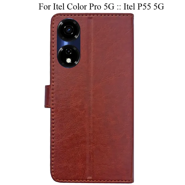 Brown_Premium_Flip_Cover_For_Itel_Color_Pro_5G_::_Itel_P55_5G