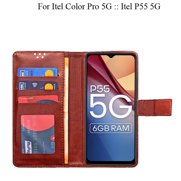 Brown_Premium_Flip_Cover_For_Itel_Color_Pro_5G_::_Itel_P55_5G