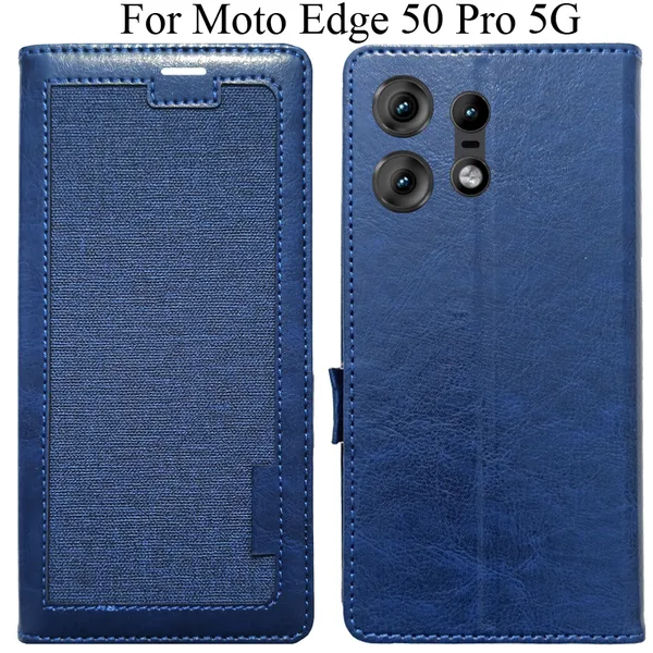Blue_Premium_Flip_Cover_For_Moto_Edge_50_Pro_5G