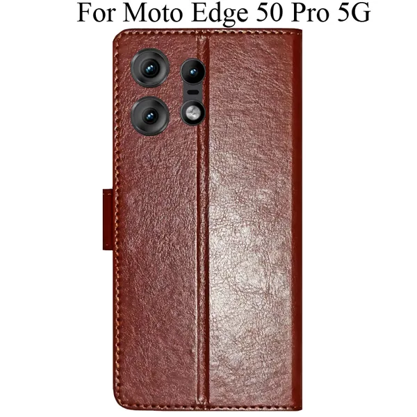 Brown_Premium_Flip_Cover_For_Moto_Edge_50_Pro_5G