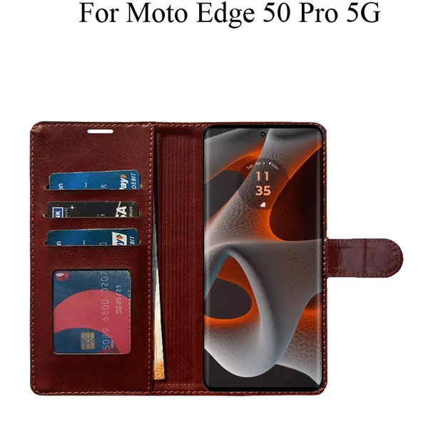 Brown_Premium_Flip_Cover_For_Moto_Edge_50_Pro_5G