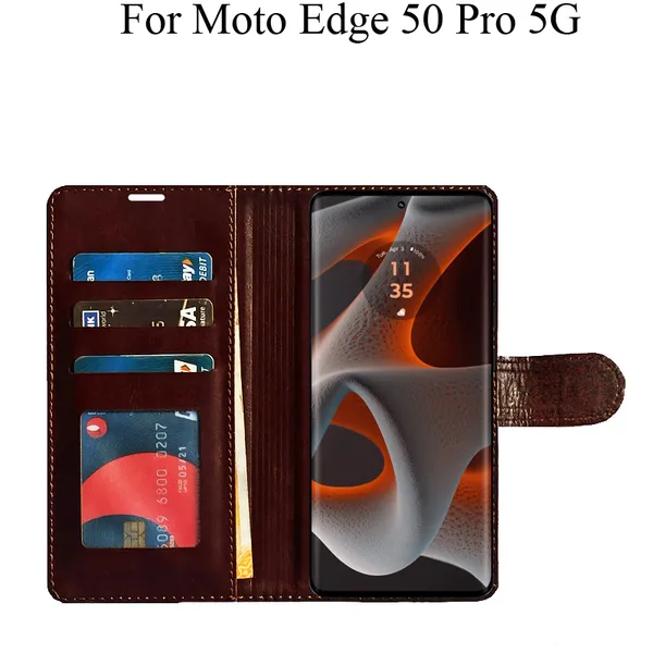 Brown_Premium_Flip_Cover_For_Moto_Edge_50_Pro_5G