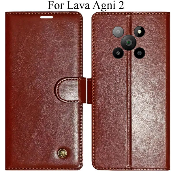 Brown_Premium_Flip_Cover_For_Lava_Agni_2_5G