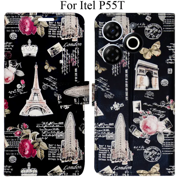 Black_Premium_Flip_Cover_For_Itel_P55T