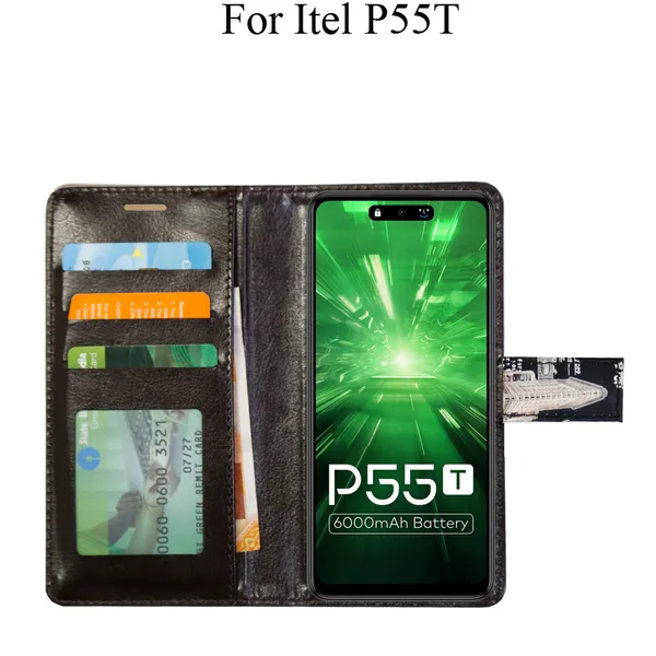 Black_Premium_Flip_Cover_For_Itel_P55T