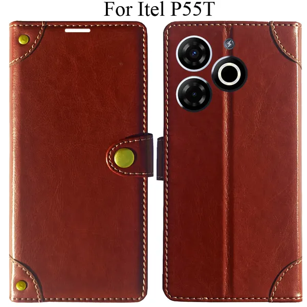 Brown_Premium_Flip_Cover_For_Itel_P55T