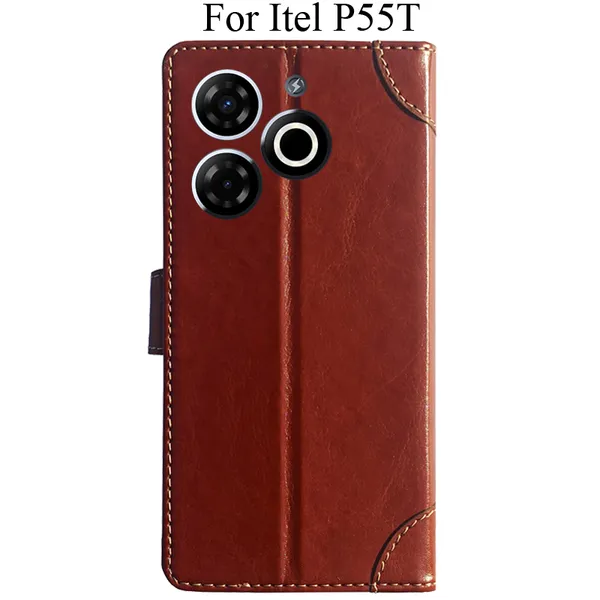 Brown_Premium_Flip_Cover_For_Itel_P55T