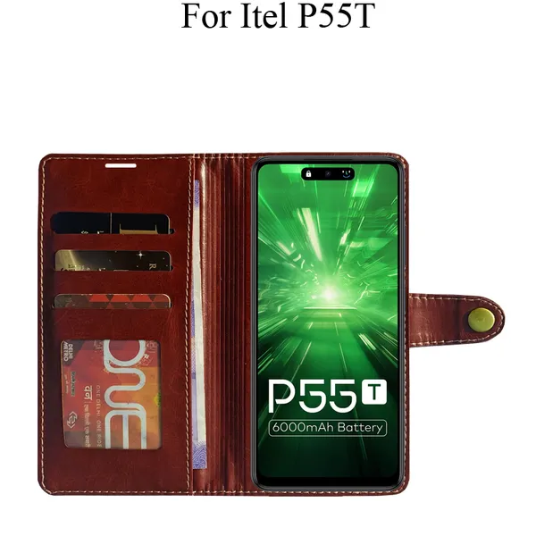 Brown_Premium_Flip_Cover_For_Itel_P55T