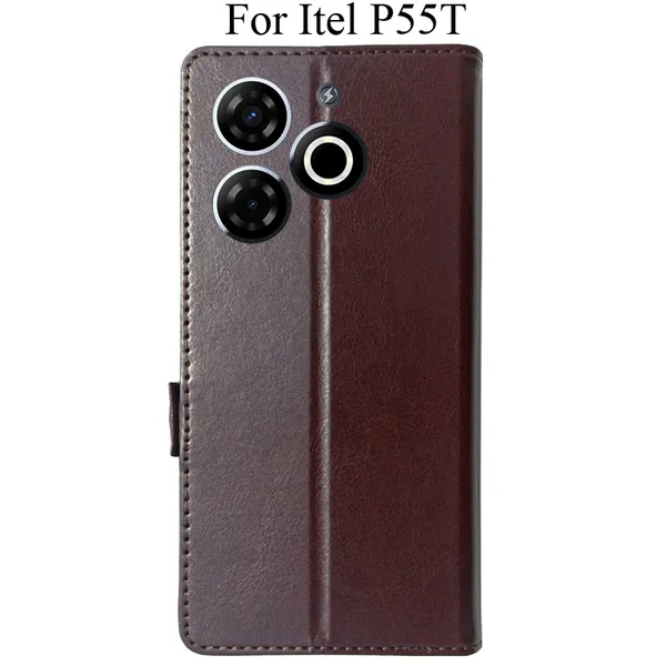 Brown_Premium_Flip_Cover_For_Itel_P55T