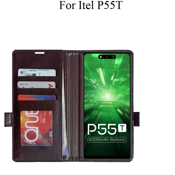 Brown_Premium_Flip_Cover_For_Itel_P55T
