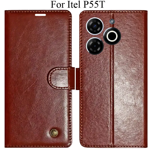 Brown_Premium_Flip_Cover_For_Itel_P55T