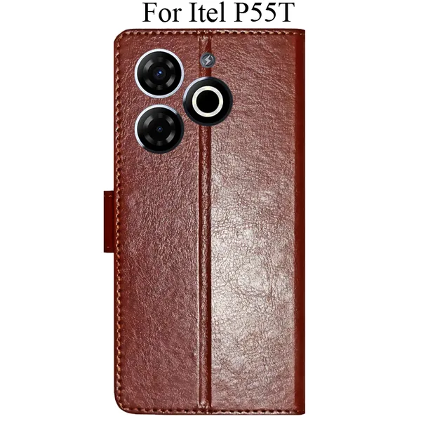 Brown_Premium_Flip_Cover_For_Itel_P55T