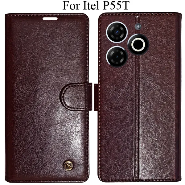 Beige_Premium_Flip_Cover_For_Itel_P55T