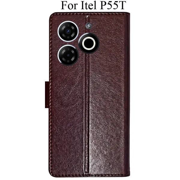 Beige_Premium_Flip_Cover_For_Itel_P55T