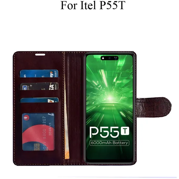 Beige_Premium_Flip_Cover_For_Itel_P55T