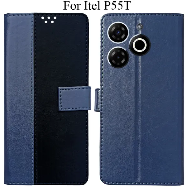 Black_Premium_Flip_Cover_For_Itel_P55T
