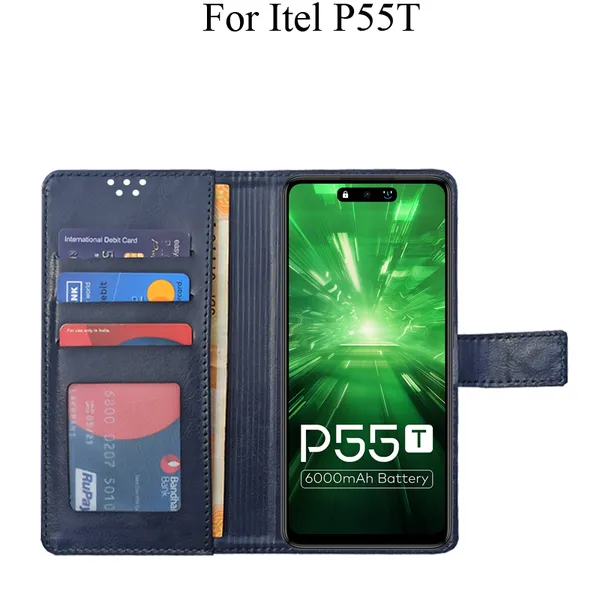 Black_Premium_Flip_Cover_For_Itel_P55T