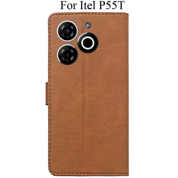 Brown_Premium_Flip_Cover_For_Itel_P55T