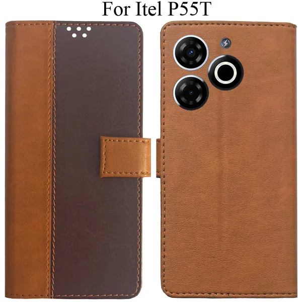 Brown_Premium_Flip_Cover_For_Itel_P55T