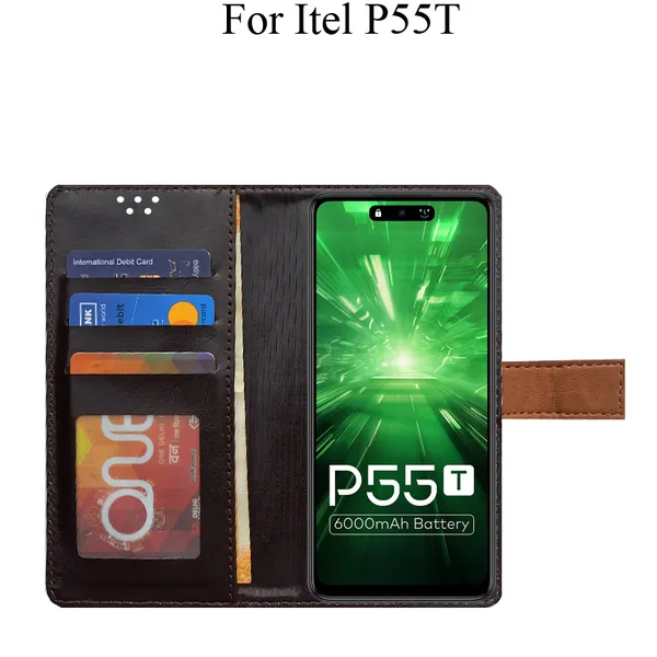 Brown_Premium_Flip_Cover_For_Itel_P55T
