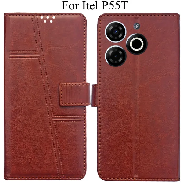 Brown_Premium_Flip_Cover_For_Itel_P55T