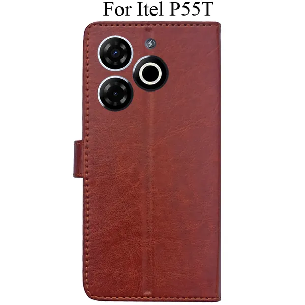 Brown_Premium_Flip_Cover_For_Itel_P55T