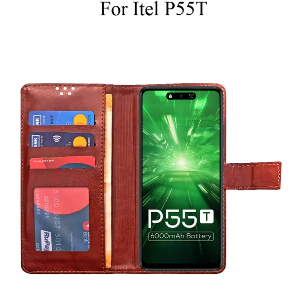 Brown_Premium_Flip_Cover_For_Itel_P55T