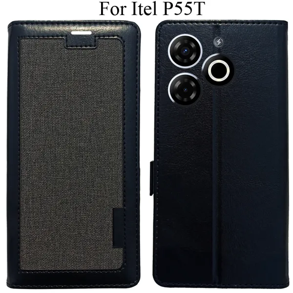Black_Premium_Flip_Cover_For_Itel_P55T