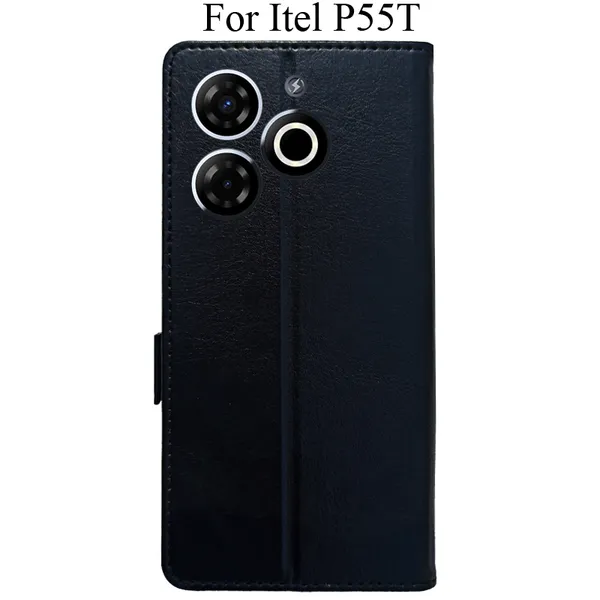 Black_Premium_Flip_Cover_For_Itel_P55T