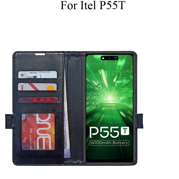 Black_Premium_Flip_Cover_For_Itel_P55T