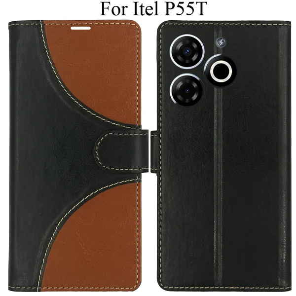Black_Premium_Flip_Cover_For_Itel_P55T