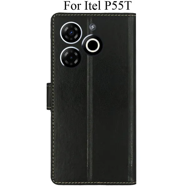 Black_Premium_Flip_Cover_For_Itel_P55T