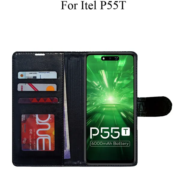 Black_Premium_Flip_Cover_For_Itel_P55T